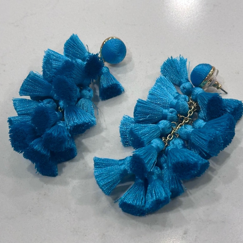 Bauble Bar Blue Tassel Earrings